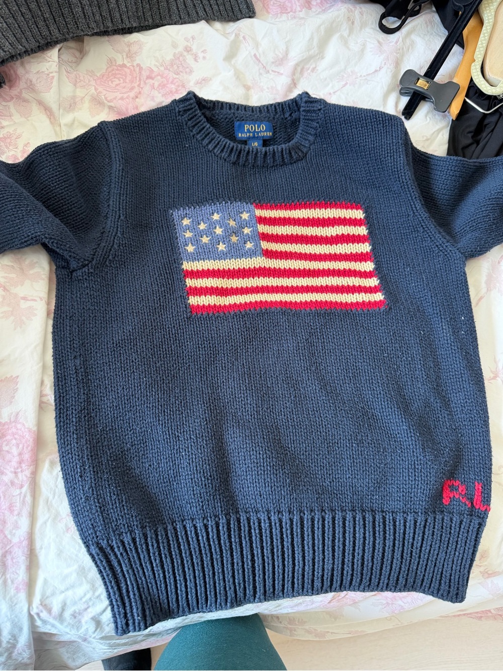 Polo by Ralph Lauren Navy Sweater with Flag Intarsia